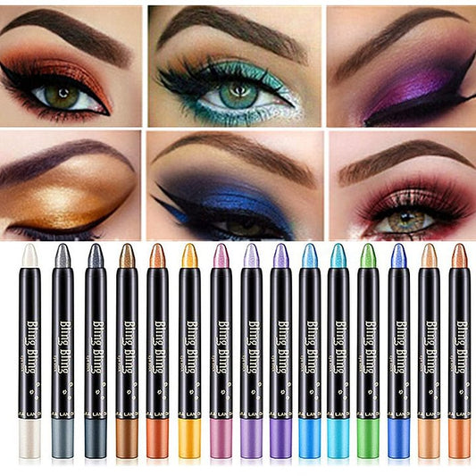 15 Farben Hochleistungs-Highlighter Lidschatten Bleistift Wasserdichter Glitter Augen Schatten Eyeliner Stift